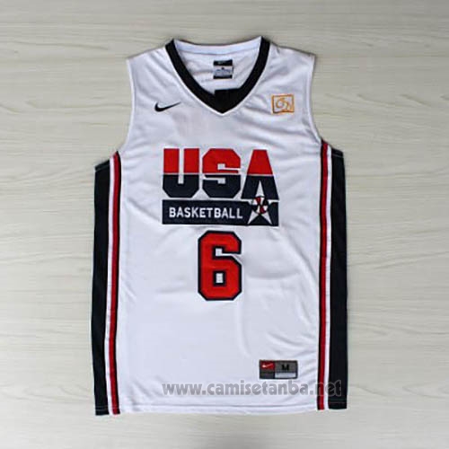 Camiseta USA 1992 Patrick Ewing #6 Blanco